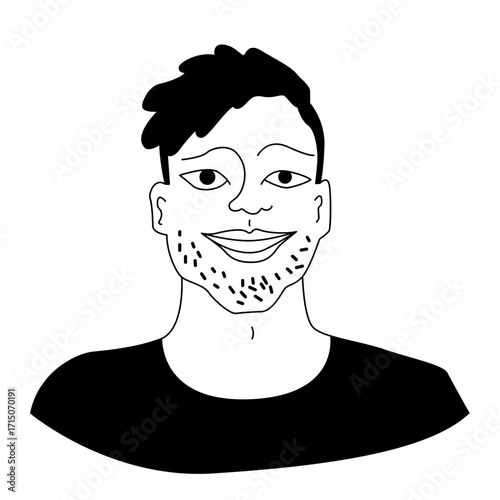 Isolated People Portraits – Hand Drawn Diverse Avatars in Ligne Claire Black and White Vector Set