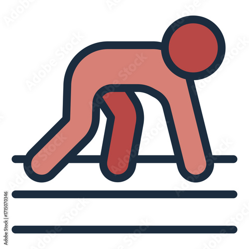 start pose filled line icon for running competition preparation