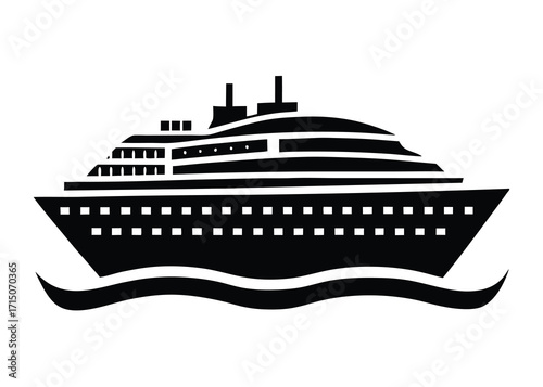 cruise ship silhouette vector art icon