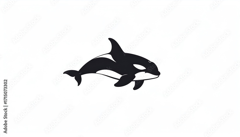 Fototapeta premium Simple black and white orca graphic