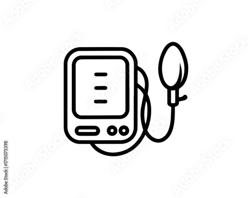 Minimalist Digital Blood Pressure Monitor Icon – Medical Device with Cuff and Display