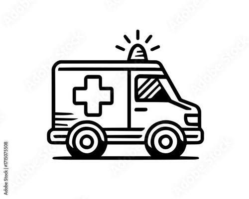 Wallpaper Mural Minimalist Ambulance Icon with Medical Cross and Flashing Siren Torontodigital.ca