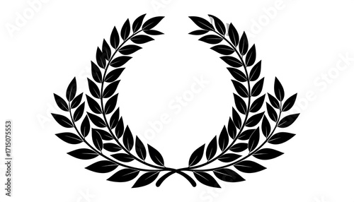 Simple black laurel wreath on white