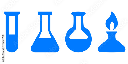 Laboratory flasks and tube icons