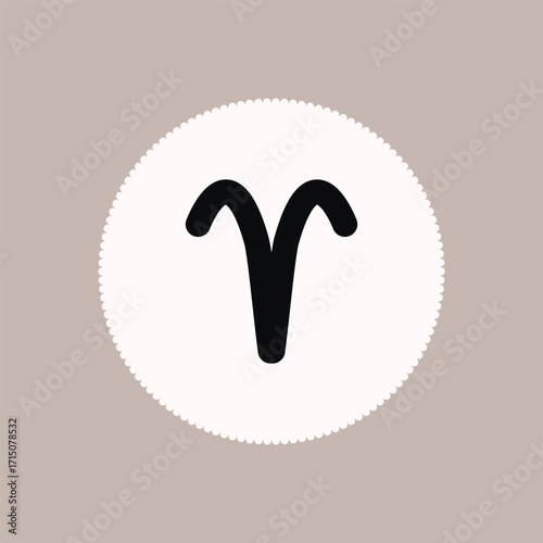 Zodiac horoscope. Aries astrological icon symbol. Stylized star sign esoteric. Simple line vector illustration.
