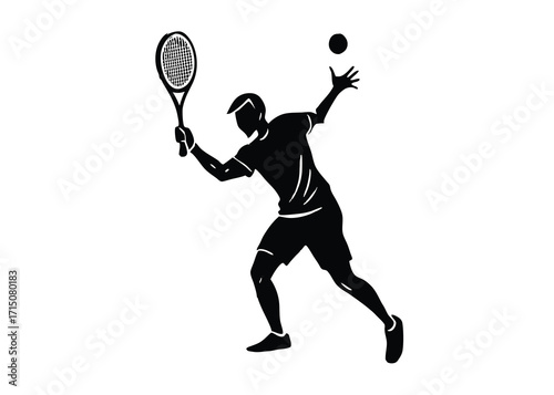 tennis player silhouette vector art icon