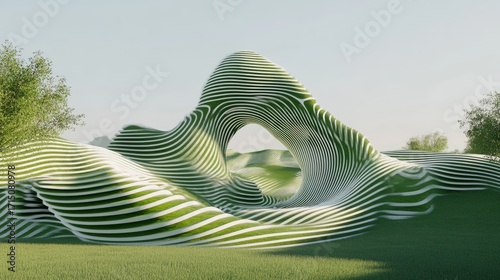 Green grassy hills abstract architecture