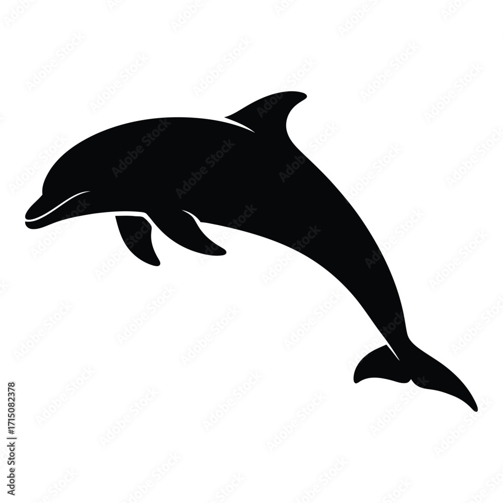 Fototapeta premium A graceful jumping dolphin design presented as a stark silhouette