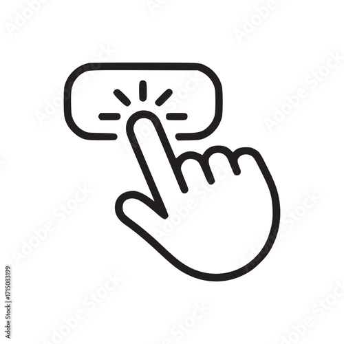 Vector art of hand pressing a button, symbolizing action, activation, and user interaction in a clean, minimalist design, perfect for interface design and calltoaction concepts