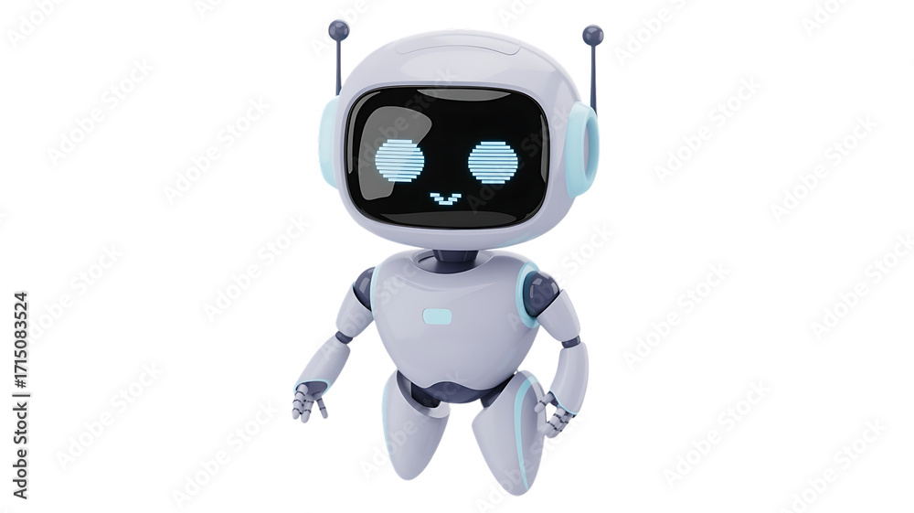 Fototapeta premium Friendly AI robot assistant with digital face ready to help and provide smart solutions