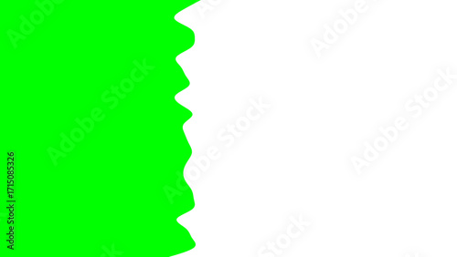 Bright green screen and clean white background with a wavy dividing line, ideal for creative graphic design and visual effects compositing.