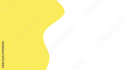 Dynamic yellow wavy shape against a clean white background, providing a vibrant, modern template. Perfect for graphic design, presentations, banners, or creative branding.