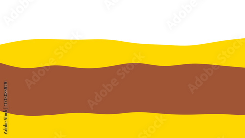Abstract background featuring dynamic wavy layers of pure white, bright yellow, and warm brown, ideal for modern designs, web elements, or presentations.