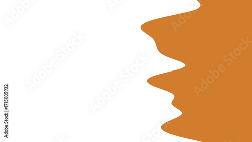 Abstract brown wavy border on a clean white background, creating an organic, fluid shape. Ideal for graphic design, presentations, or website backgrounds.