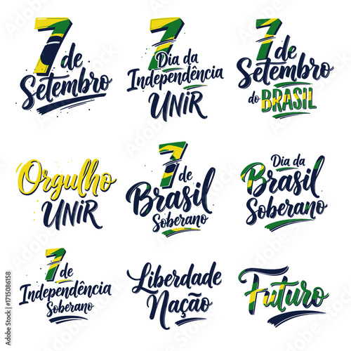 Coleção de Vetores e Letterings para 7 de Setembro Dia da Independência do Brasil.  Independência do Brasil: Vetores Patrióticos e Comerciais para Campanhas