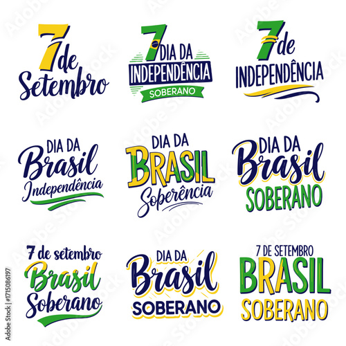 Coleção de Vetores e Letterings para 7 de Setembro Dia da Independência do Brasil.  Independência do Brasil: Vetores Patrióticos e Comerciais para Campanhas