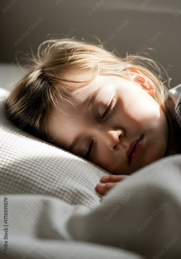 Fototapeta premium A serene close-up portrait of a sleeping child