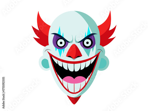 Colorful paper cutting mask of a clown with exaggerated features, showcasing vibrant colors and playful design, perfect for Halloween festivities and celebrations