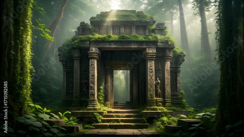 Ancient temple ruins jungle forest architecture