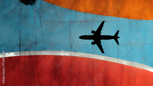 Silhouette of an Airplane Against a Textured Background A Study in Contrast and Perspective