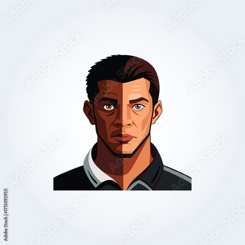 A cartoon character illustration of a black man and a white man with a black shirt