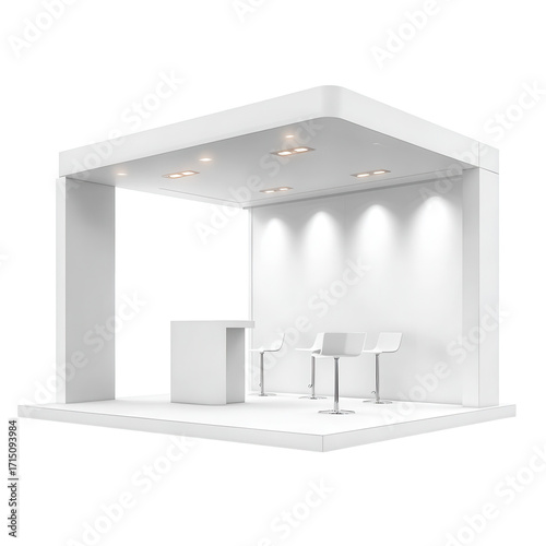 3d white stand booth for presentation event mockup, 3D White Stand Booth Mockup Designed for Presentation Events, Showcasing a Clean and Professional Look, isolated on transparent background