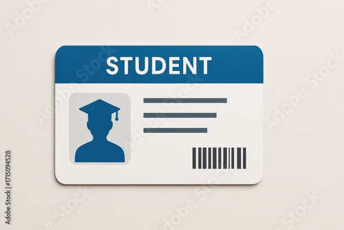 A Student Identification Card Featuring a Graduating Cap and Barcode for Educational Institutions and Verification of Identity