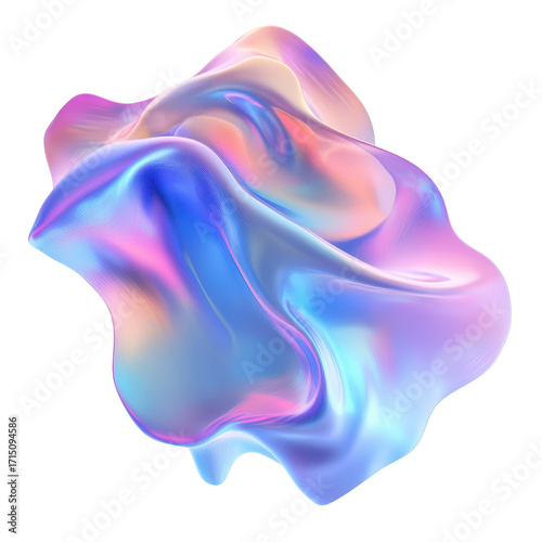 3d hologram fluid shape, A 3D hologram of a fluid shape, smoothly transitioning and creating an engaging visual experience, isolated on transparent background