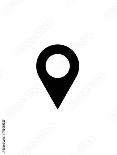 Free Download Illustration of a simple black location pin with a circular cutout on a plain white background - GFXLoad