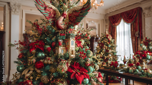Luxurious Christmas Decorations Elegant Trees, Ornaments, and Festive Interior Design