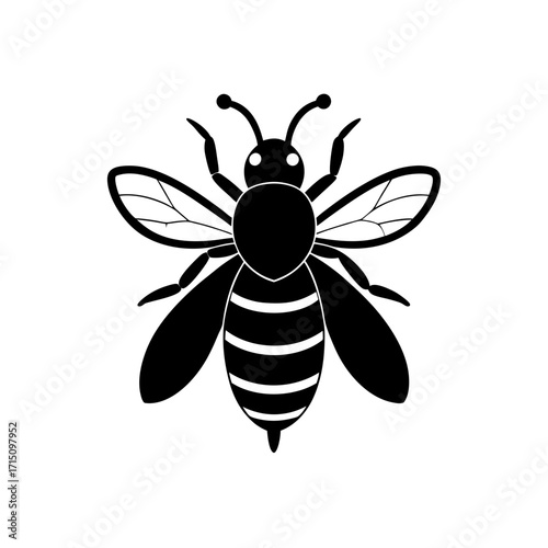 Simple black and white bee art