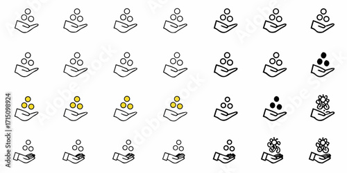 Receive funds with ease, a helping hand with your finances for growth and wealth creation icon set