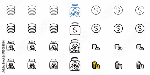 Visualize your financial success with these money and savings icons, perfect for banking and investments