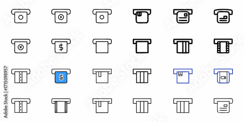 Explore diverse ATM icons for banking apps, money transfer services, and financial technology ventures