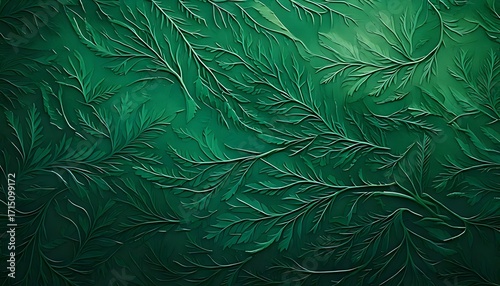 Deep Emerald and Jade Green Textured Background with Organic Branching Patterns