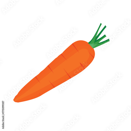 Vibrant Orange Carrot with Green Tops