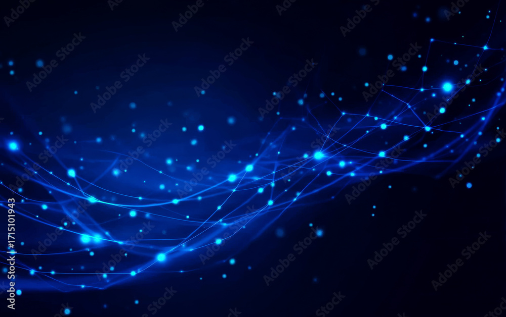 Obraz premium Blue Abstract Lines and Dots Representing Digital Connectivity