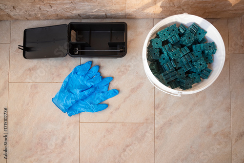 Pest control kit preparing rat poison bait station
