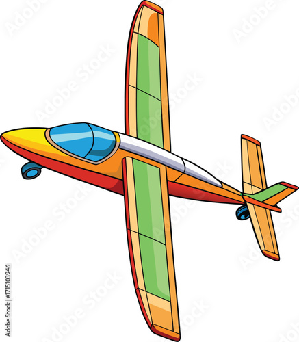 High quality photo of a colorful small airplane with green and orange wings vector