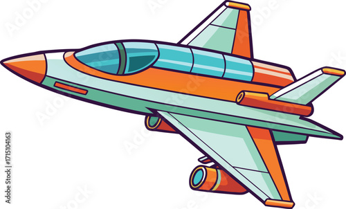 High quality photo of a colorful cartoon jet fighter airplane in flight vector