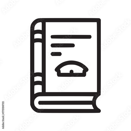 Vector art of recipe book icon simple outline illustration of a cookbook with a gauge on the cover, representing a recipe or measurement perfect for culinary, cooking, or foodrelated designs