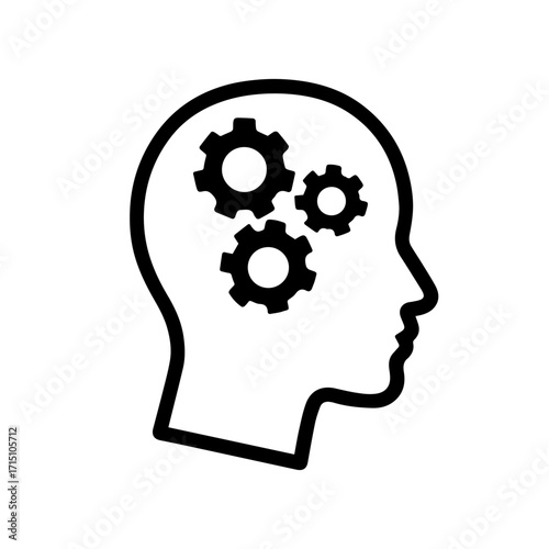 Human Head with Gears Icon vector