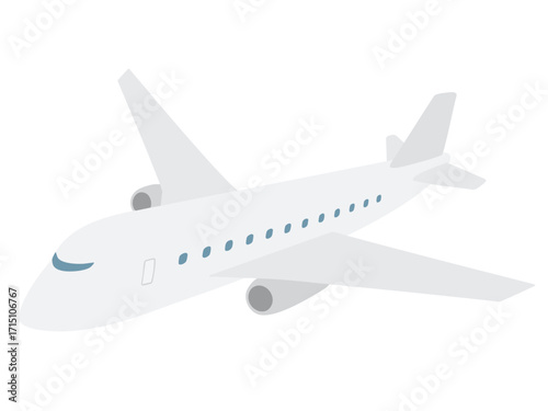白いジャンボジェット機 単機のシンプルイラスト