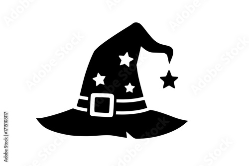 Stylized Witch Hat with Stars and Buckle Icon
