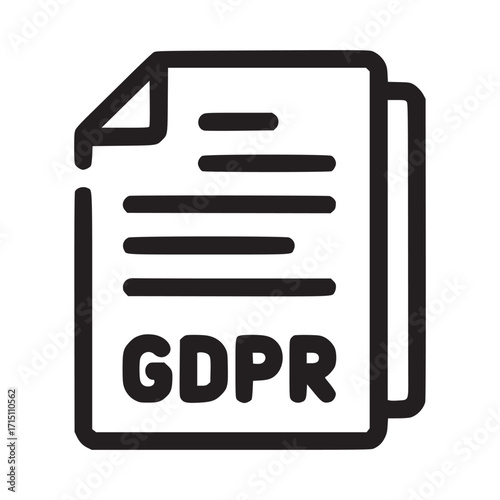 Vector art of gdpr document icon concept of general data protection regulation, privacy policy, and compliance outline vector illustration for legal and business