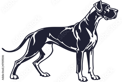 Great Dane Dog Silhouette – Vector PNG, Transparent Background
