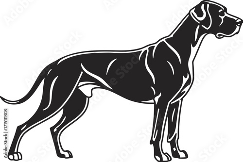 Great Dane Dog Silhouette – Vector PNG, Transparent Background
