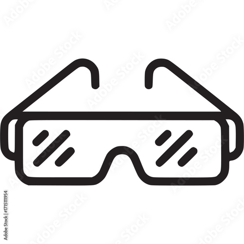Illustration of 3d glasses, this simple line art icon represents virtual reality, entertainment, and technology in a minimalist and modern design, suitable for various applications