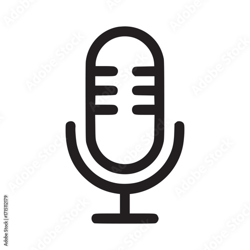 Illustration of a microphone, the icon represents audio recording, podcasting, or voice communication, with a clean and modern design suitable for various digital platforms and applications