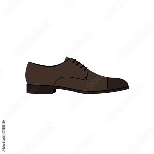 Brown Leather Oxford Shoe with Cap Toe.